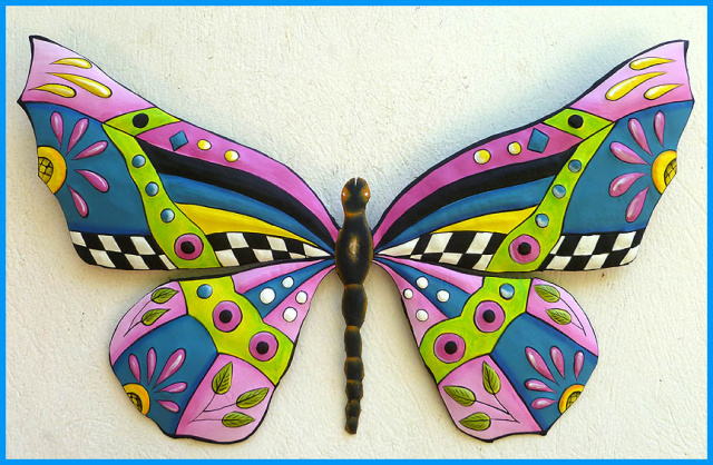 painted metal butterfly wall decor - whimsical art